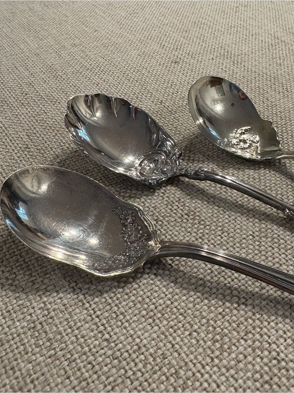 Vintage WM A Rogers Silverplate Nut Candy Serving Spoon Set of 3